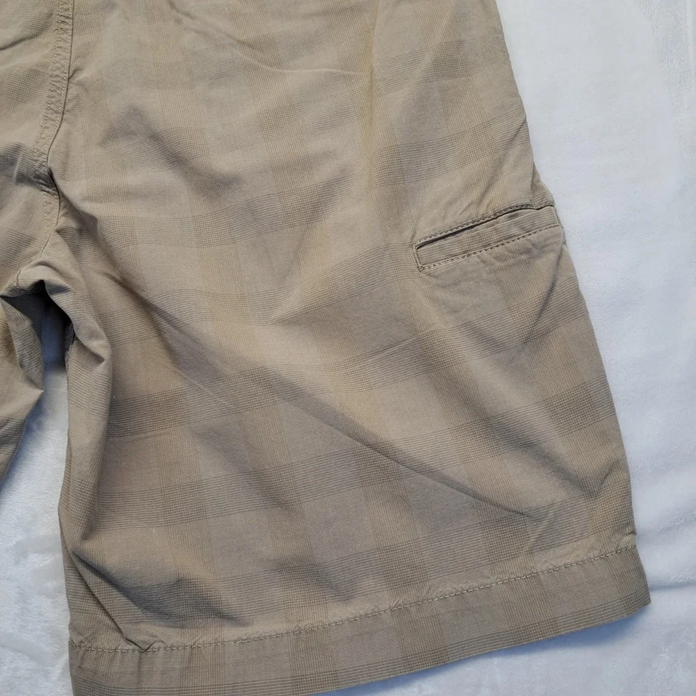 The North Face Shorts Mens 38 Khaki Tan Good Plaid Hiking Outdoor Cargo Utility